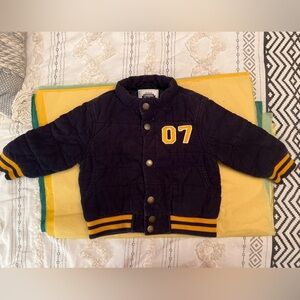 Gymboree Corduroy Varsity Bomber Coat- little boys 12-  24 months